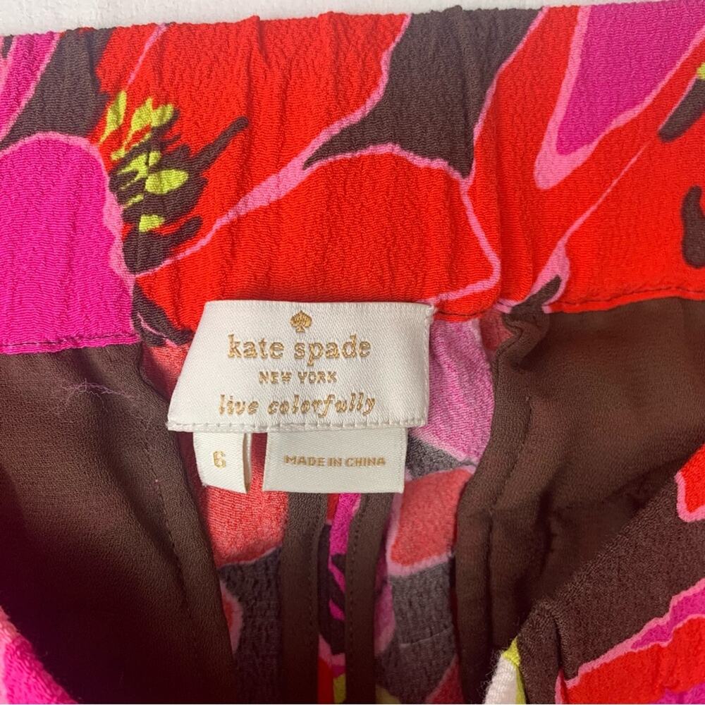 Kate Spade size 6 Red Pink Floral Pants tropical Hutton Rio de Janeiro farm - Picture 4 of 11